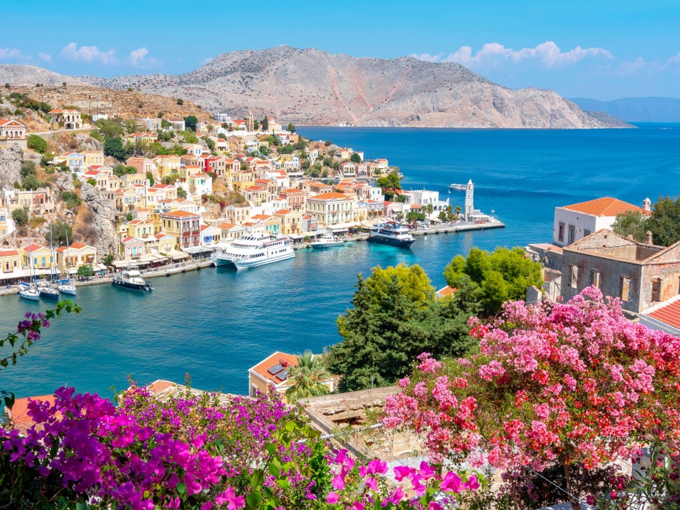 Symi town cityscape, Dodecanese islands, Greece
