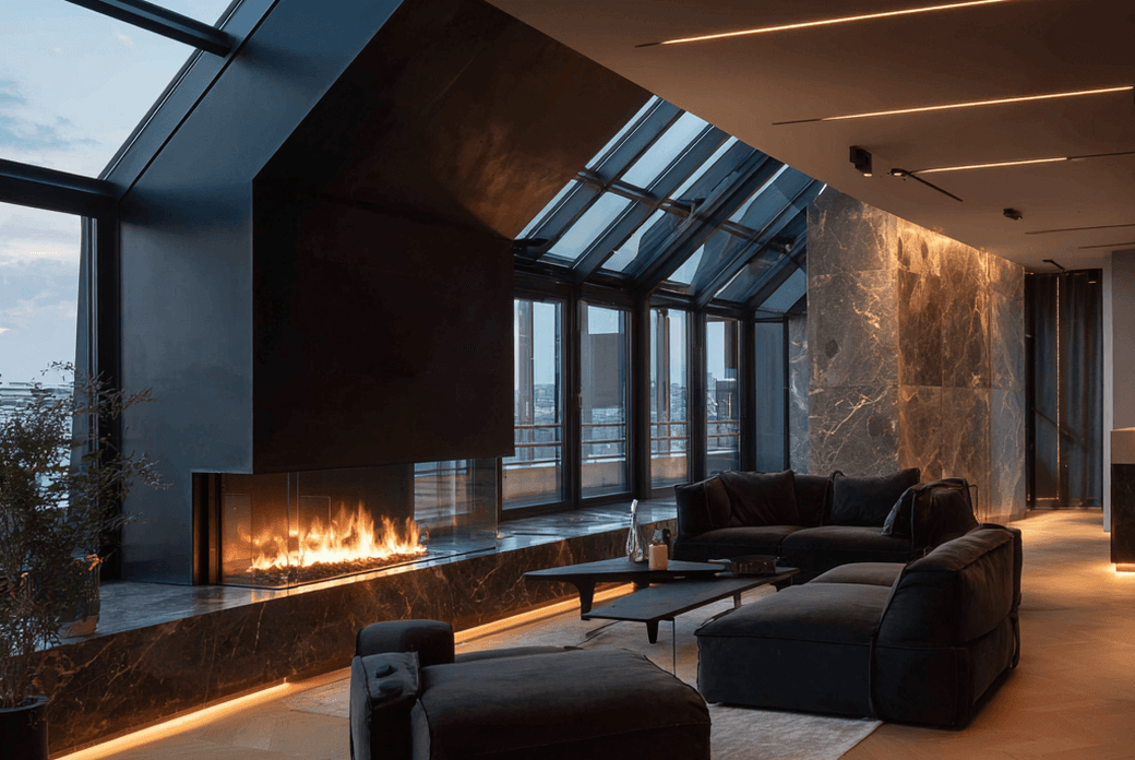Berlin Penthouse, chimney, high ceilings