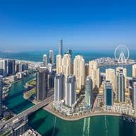 wide angle birds eye view of marina