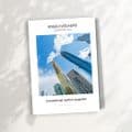 Cover of Engel & Völkers Commercial Market Snapshot with a skyscraper photo against a blue sky and clouds, dated February 2016, Dubai.