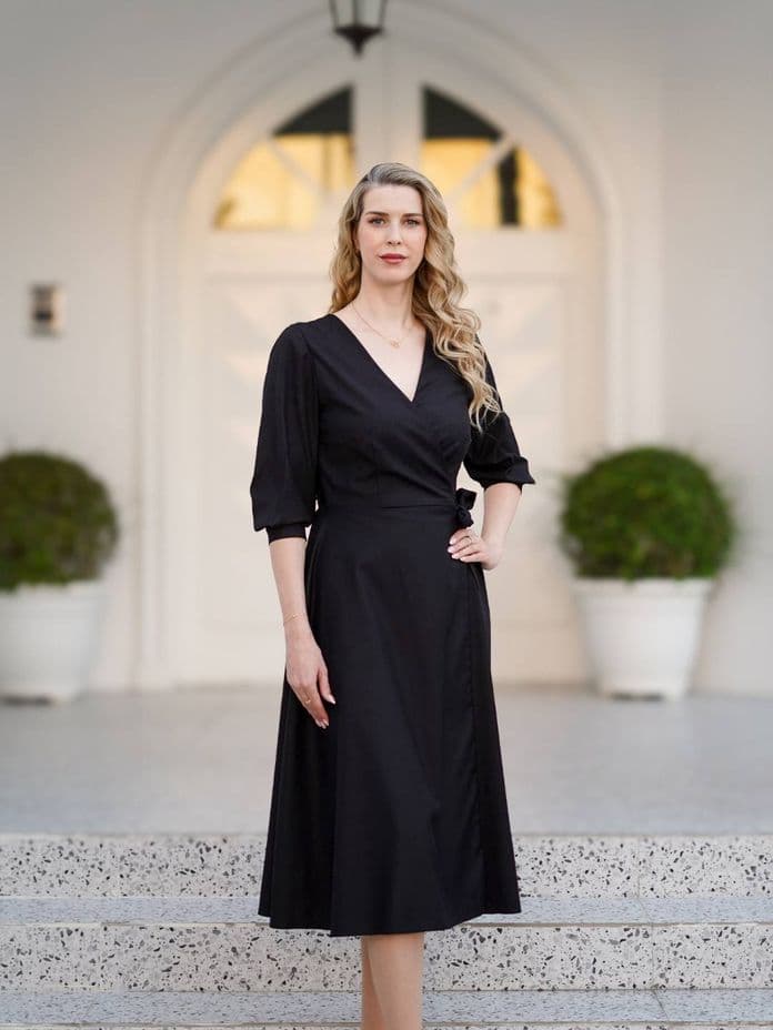 Bettina Backert outside luxury villa
