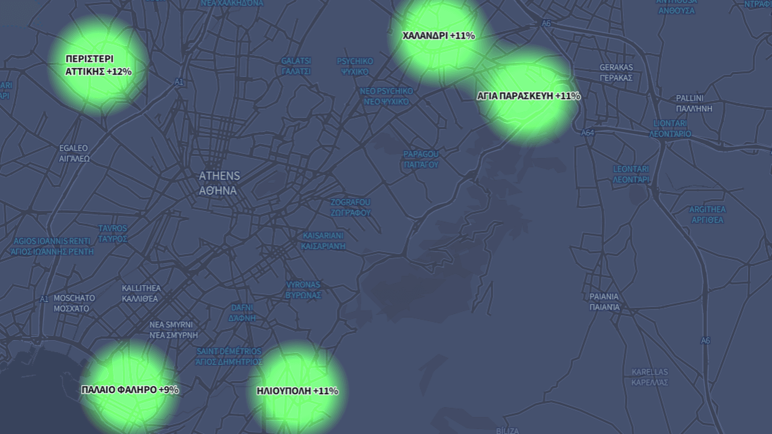 A heatmap of Attica, Greece