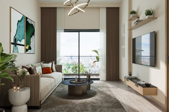 living room in apartment in Montage by KeyMavens