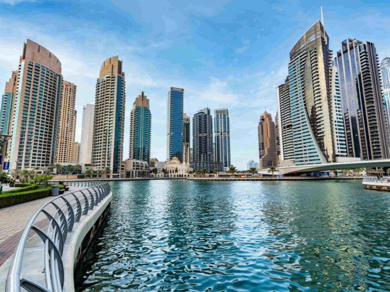 Dubai Marina skyline and waterfront