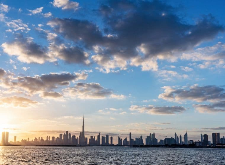 Waterfront views of Downtown Dubai from Al Jaddaf Dubai Creek