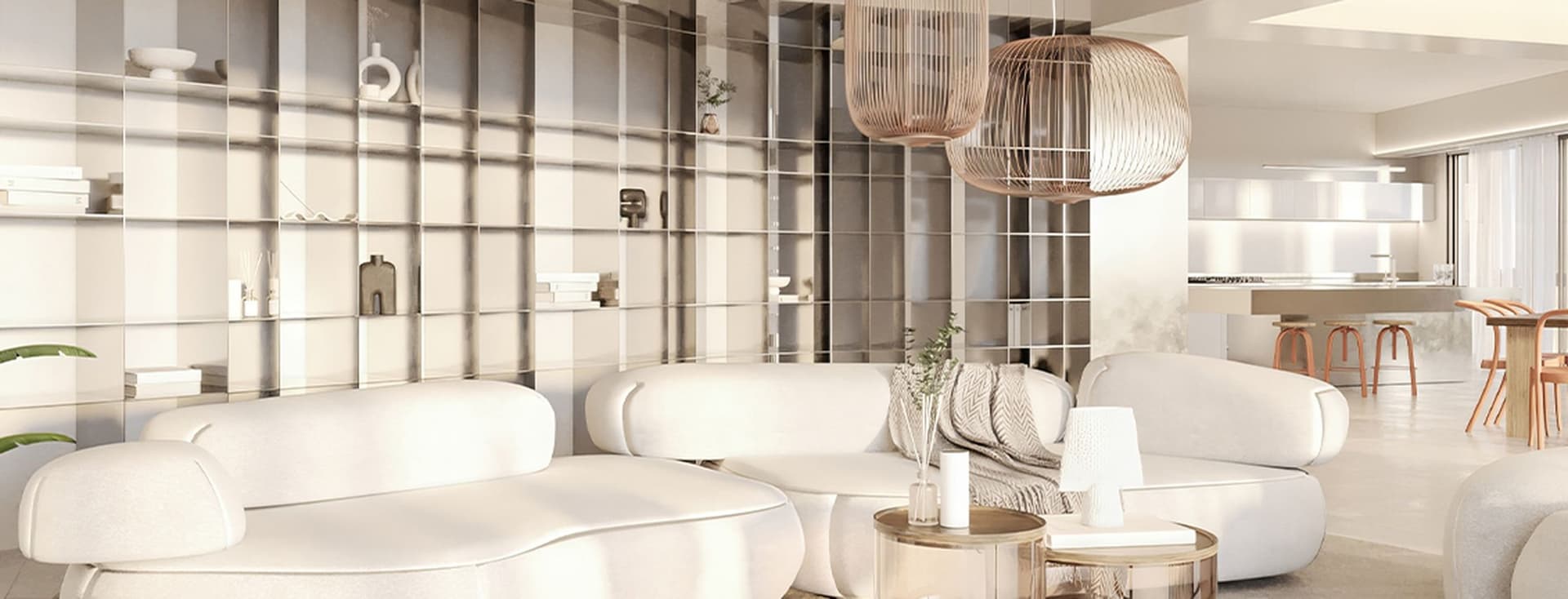 Σαλόνι με λευκά έπιπλα