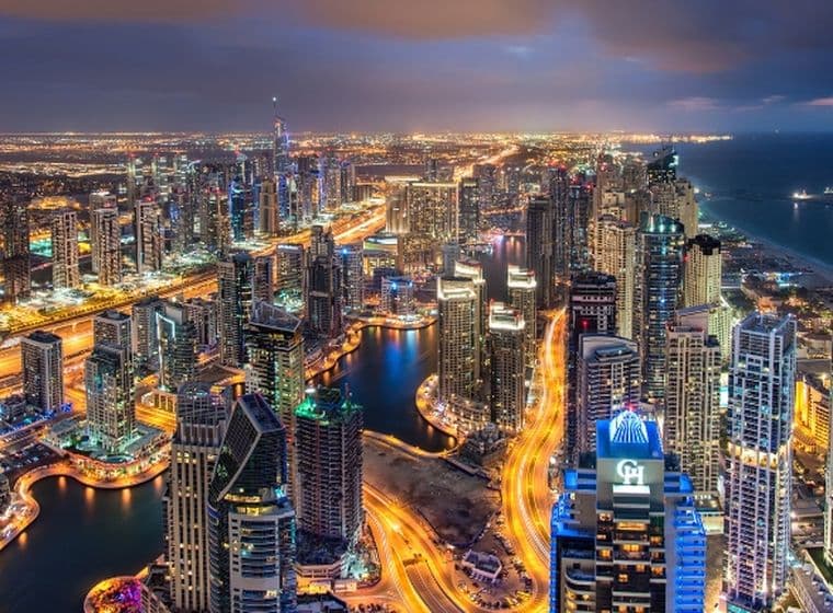 Dubai skyline at night