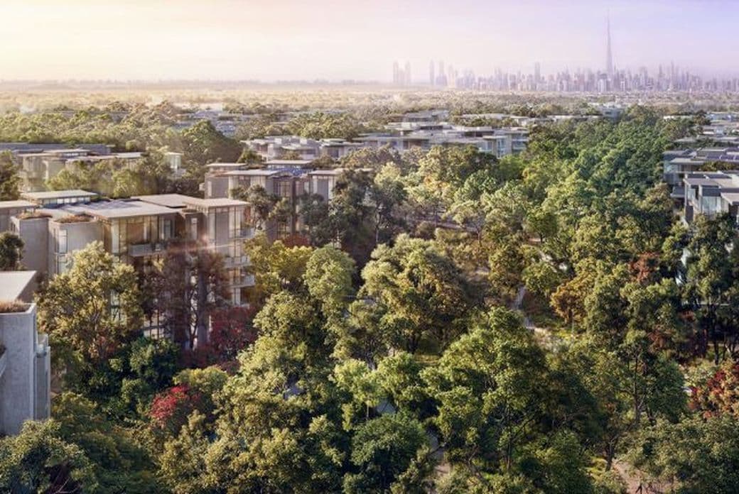 Eco-friendly homes amidst lush greenery at Ghaf Woods