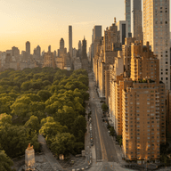 View into the central park and New York skyline from the Mandarin Oriental New York Hotel.