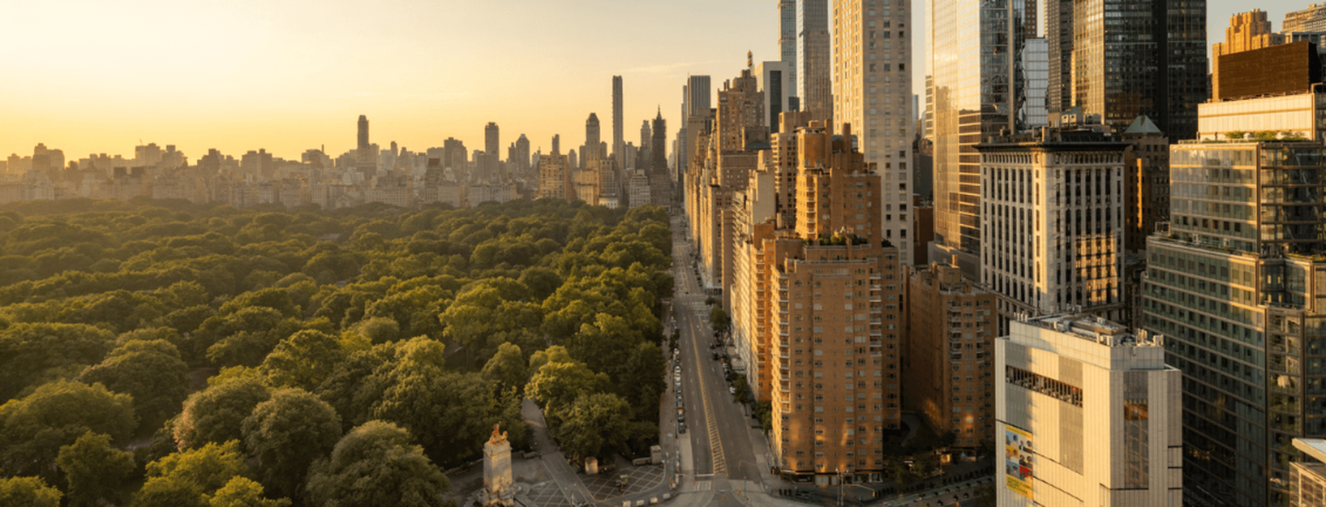 View into the central park and New York skyline from the Mandarin Oriental New York Hotel.