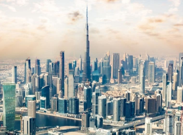 Dubai skyline with growth in transactions facilitated by Emirates Real Estate Solutions