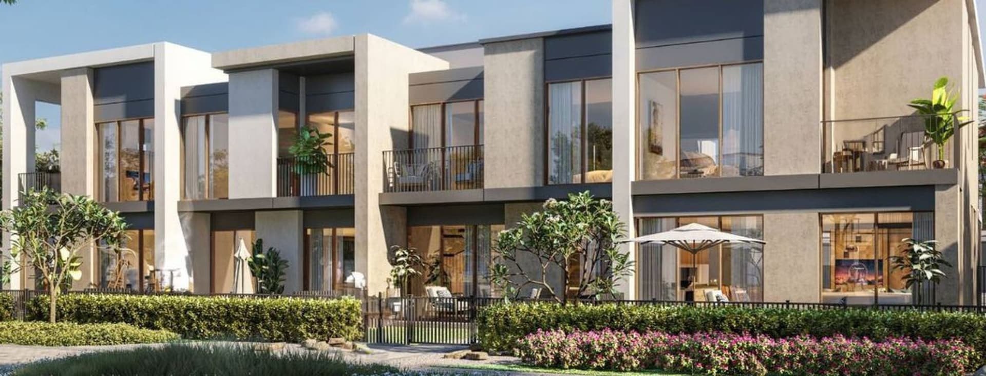 Row of contemporary townhouses in Dubai