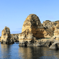 View of the Costa de Oiro with its rocky shores and tranquil waters