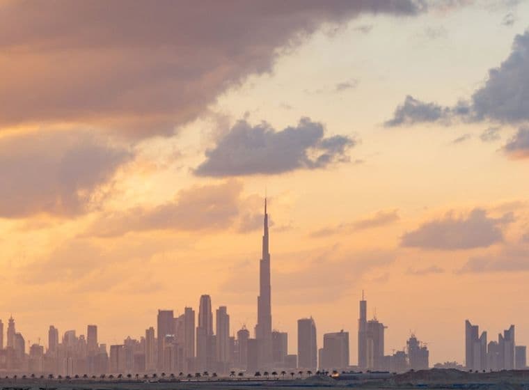 Skyline of apartment buildings offering opportunities to secure investor visa in Dubai