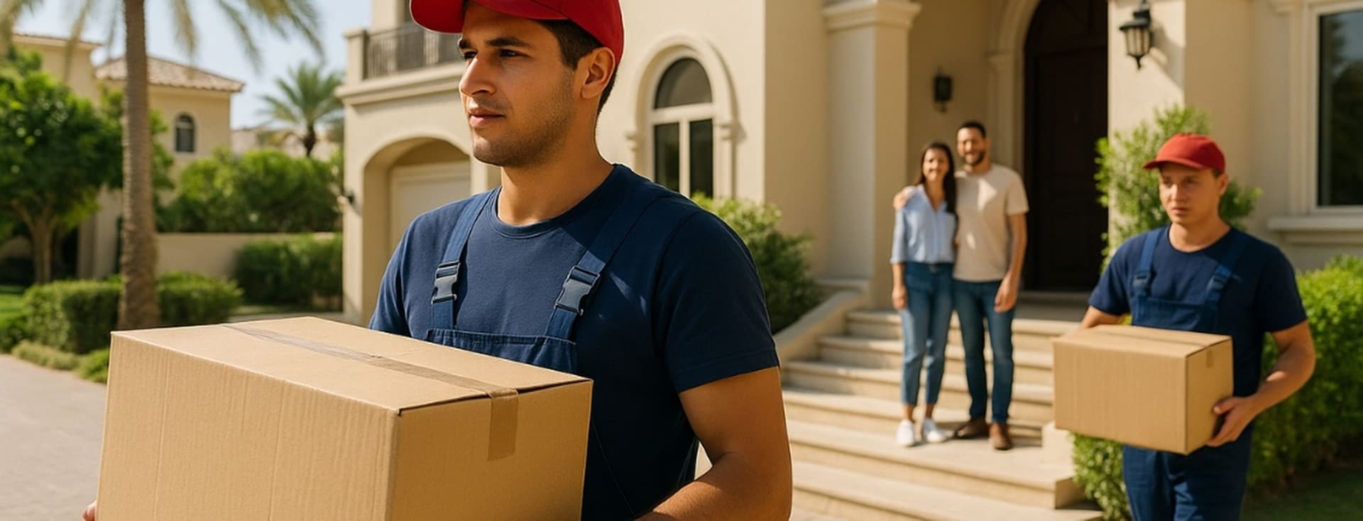 Employees of a moving company carrying out of Dubai villa