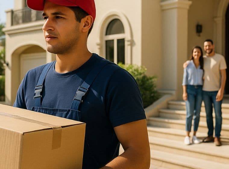 Employees of a moving company carrying out of Dubai villa