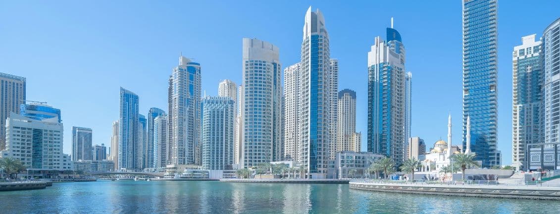 Skyline von Dubai Marina – eine beliebte Wahl für in Dubai lebende Expats