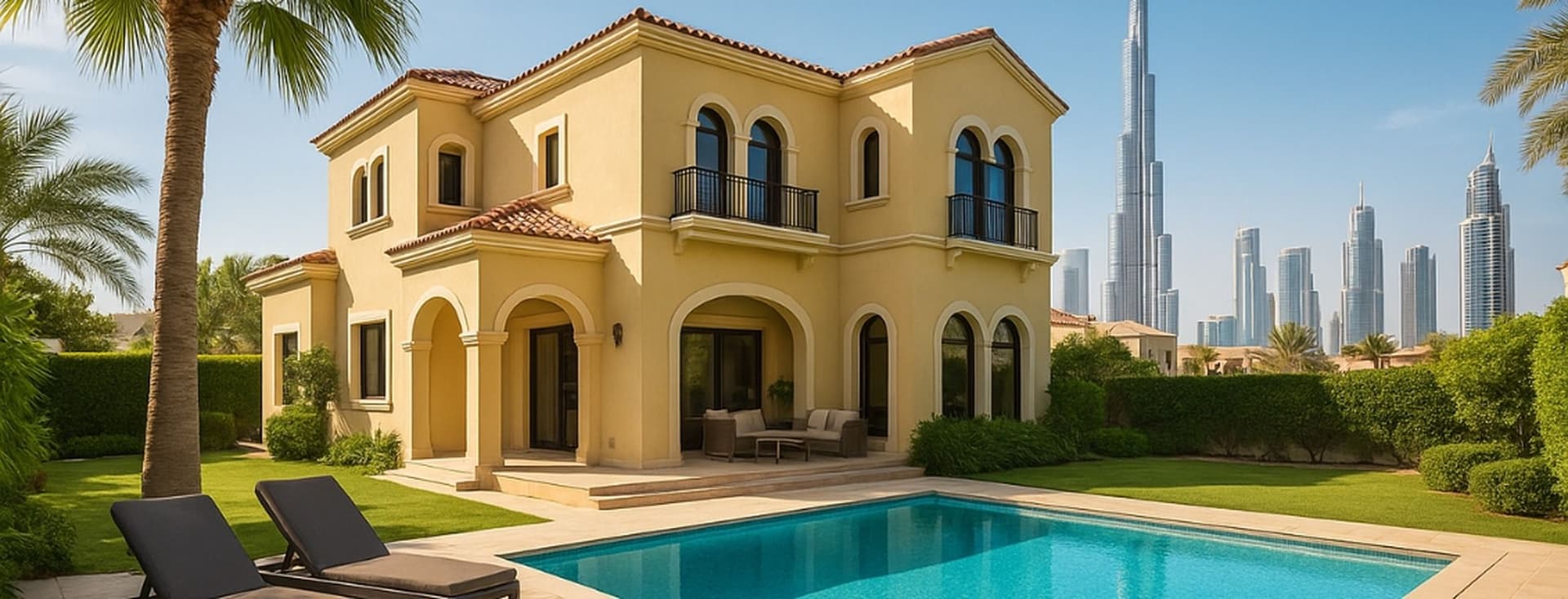 Stunning arabic style villa with Downtown Dubai backdrop