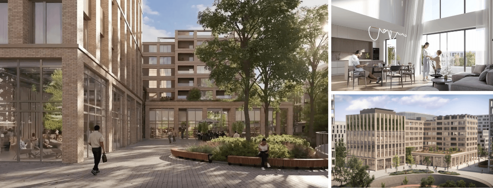 3 Pictures of the new Project NEST in Belval. Two pictures from outside and one picture from the living room