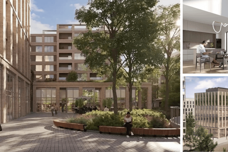 3 Pictures of the new Project NEST in Belval. Two pictures from outside and one picture from the living room