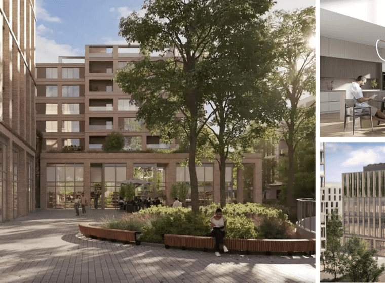 3 Pictures of the new Project NEST in Belval. Two pictures from outside and one picture from the living room