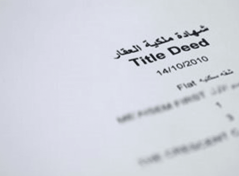 Title Deed for an apartment in Dubai