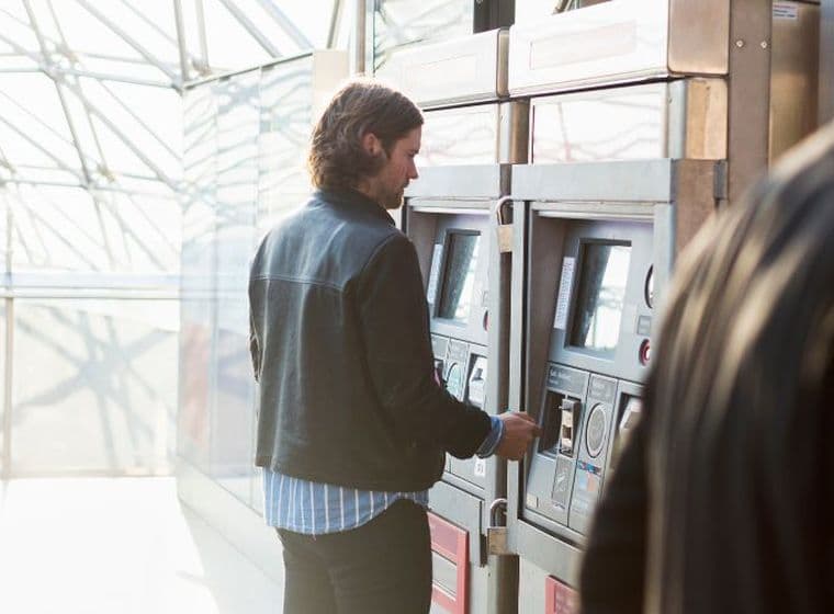 Man using an ATM