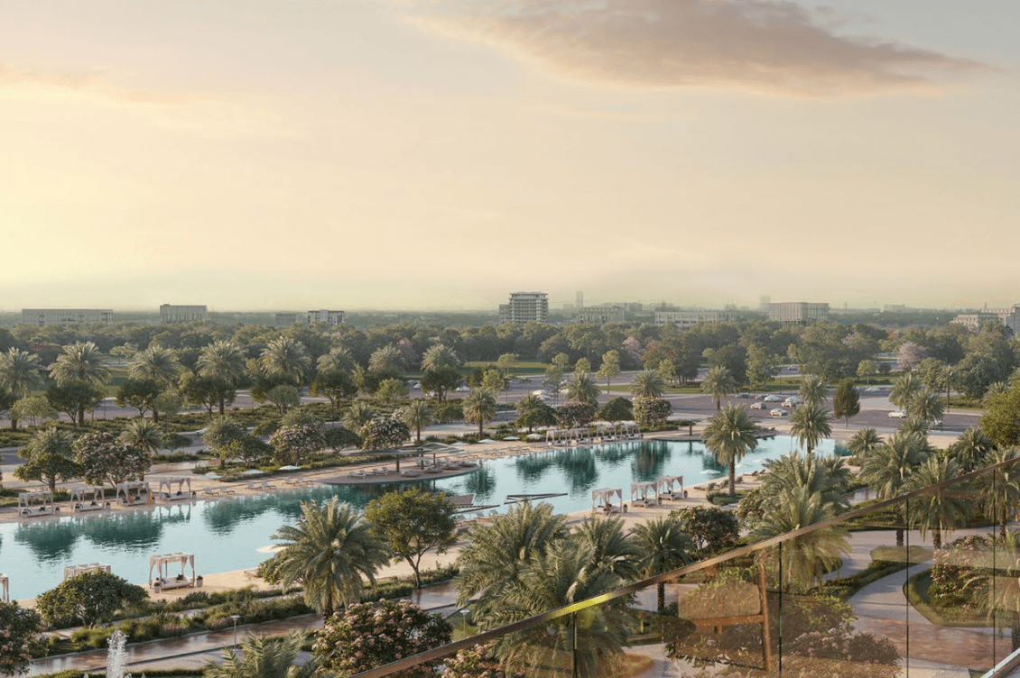 View of Mohammed Bin Rashid City showing residential and community areas.