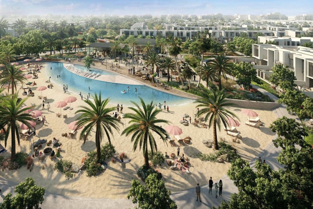 The Valley - beach and surrounding villas, highlighting this trending area with attractive investment opportunities.