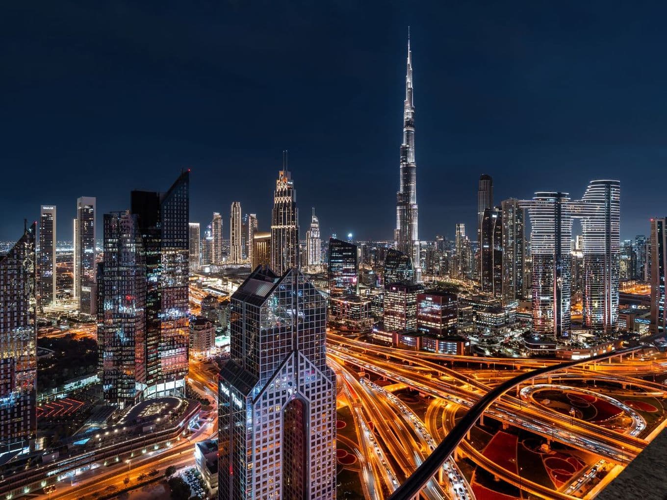 Downtown Dubai at night
