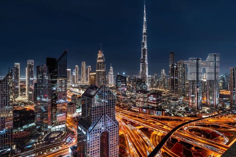 Downtown Dubai at night