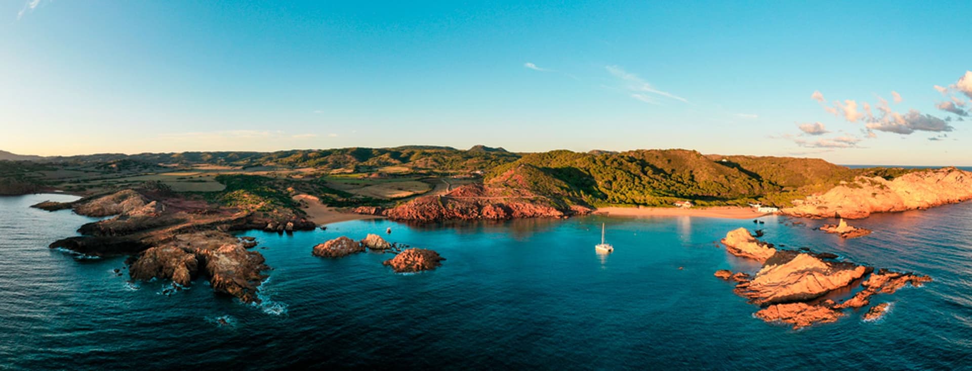 Bird's eye view of the island from the sea