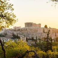 Acropolis in Athens with sun