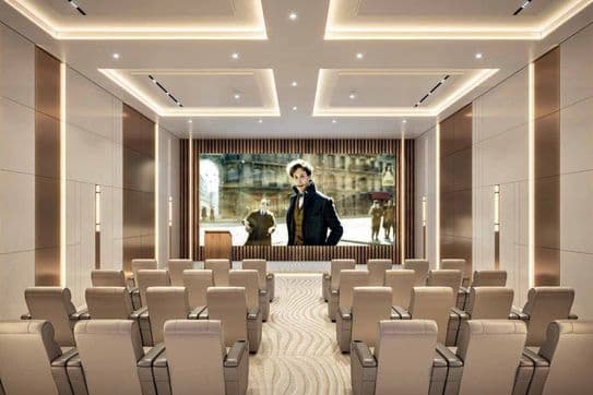 Indoor-Kinosaal mit bequemer Bestuhlung und Großbildleinwand im Danube ASPIRZ, Dubai Sports City von Danube Properties