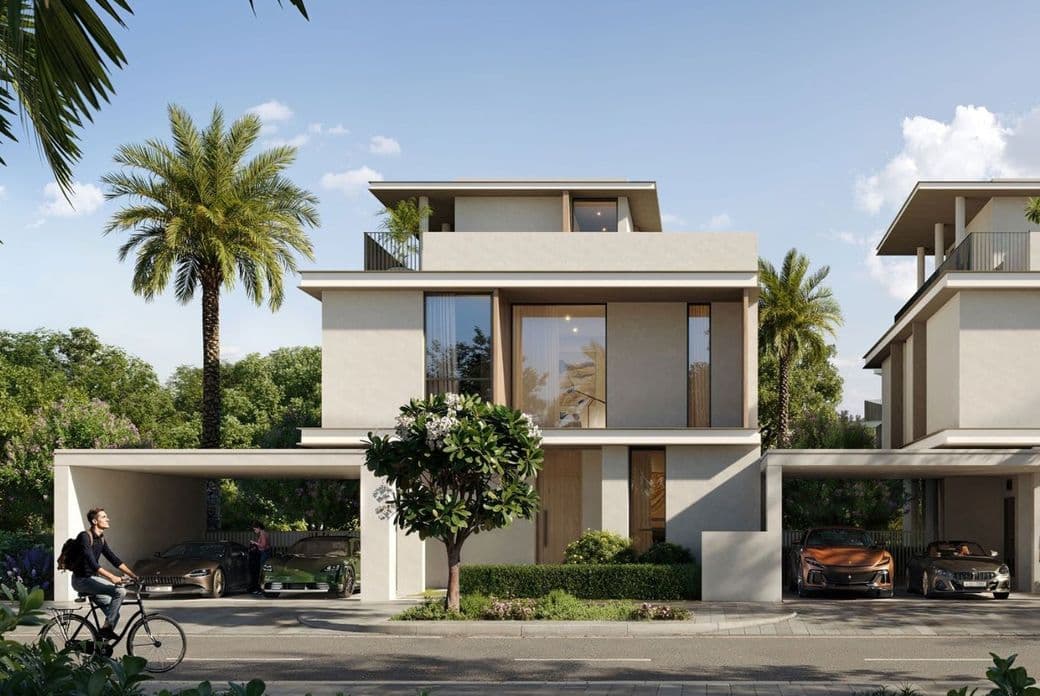 Exterior of modern 4-bedroom villa at Selvara Grand Polo Club by Emaar