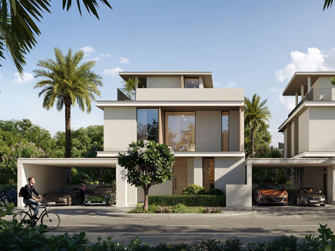 Exterior of modern 4-bedroom villa at Selvara Grand Polo Club by Emaar