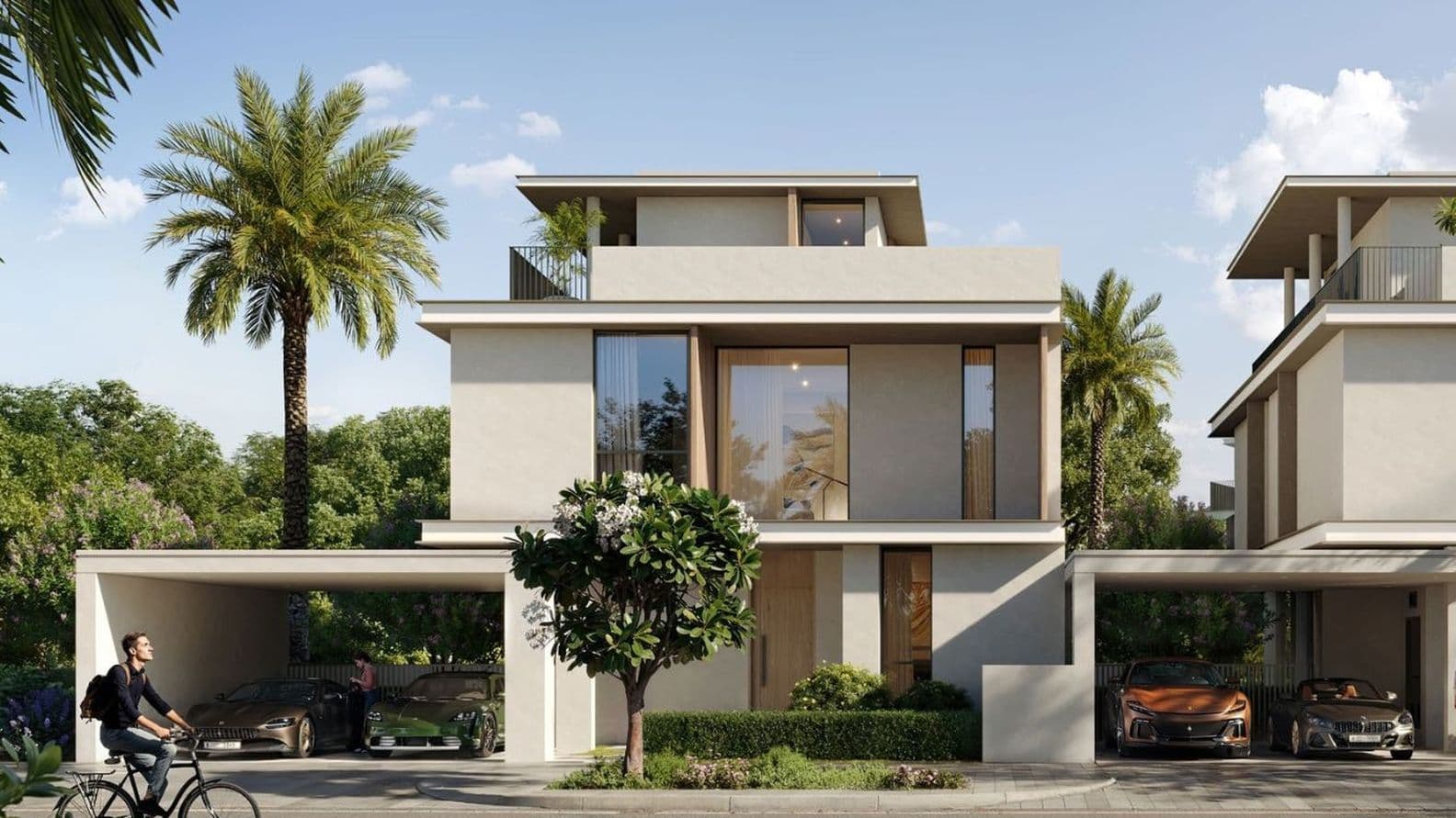 Exterior of modern 4-bedroom villa at Selvara Grand Polo Club by Emaar