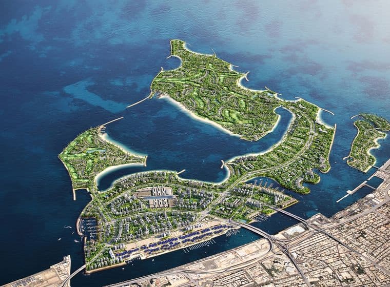 Aerial view of the Dubai Islands area