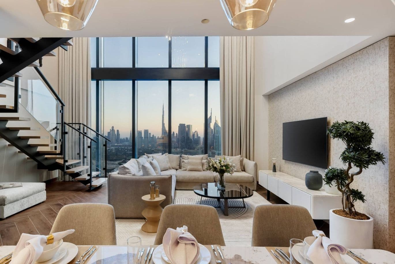 Luxuriöse Innenarchitektur des One Za'abeel Apartments