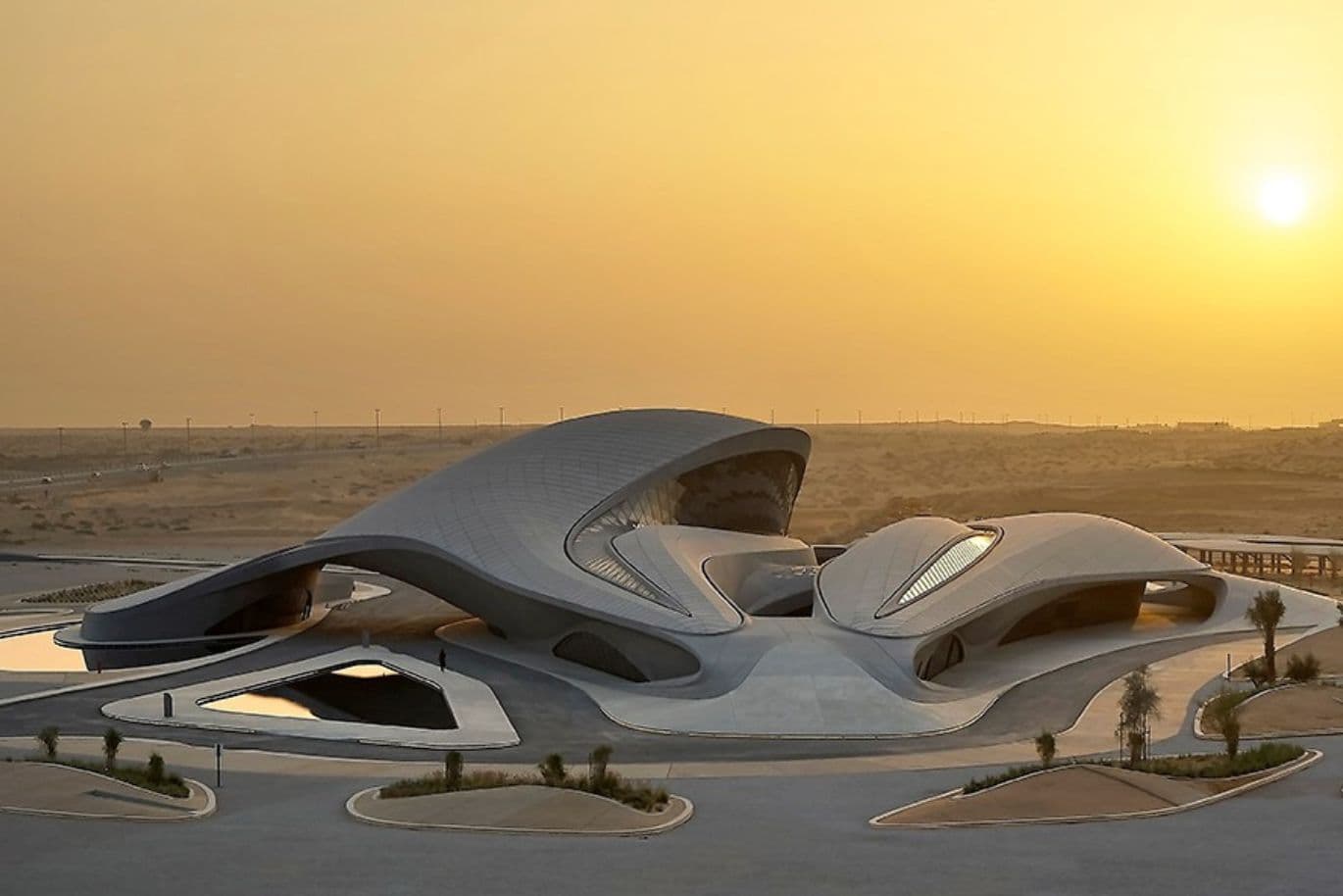 Sunsets over BEEAH Headquarters in the Sharjah desert