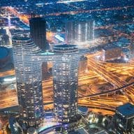 Nighttime shot of Address Skyview and Downtown Dubai