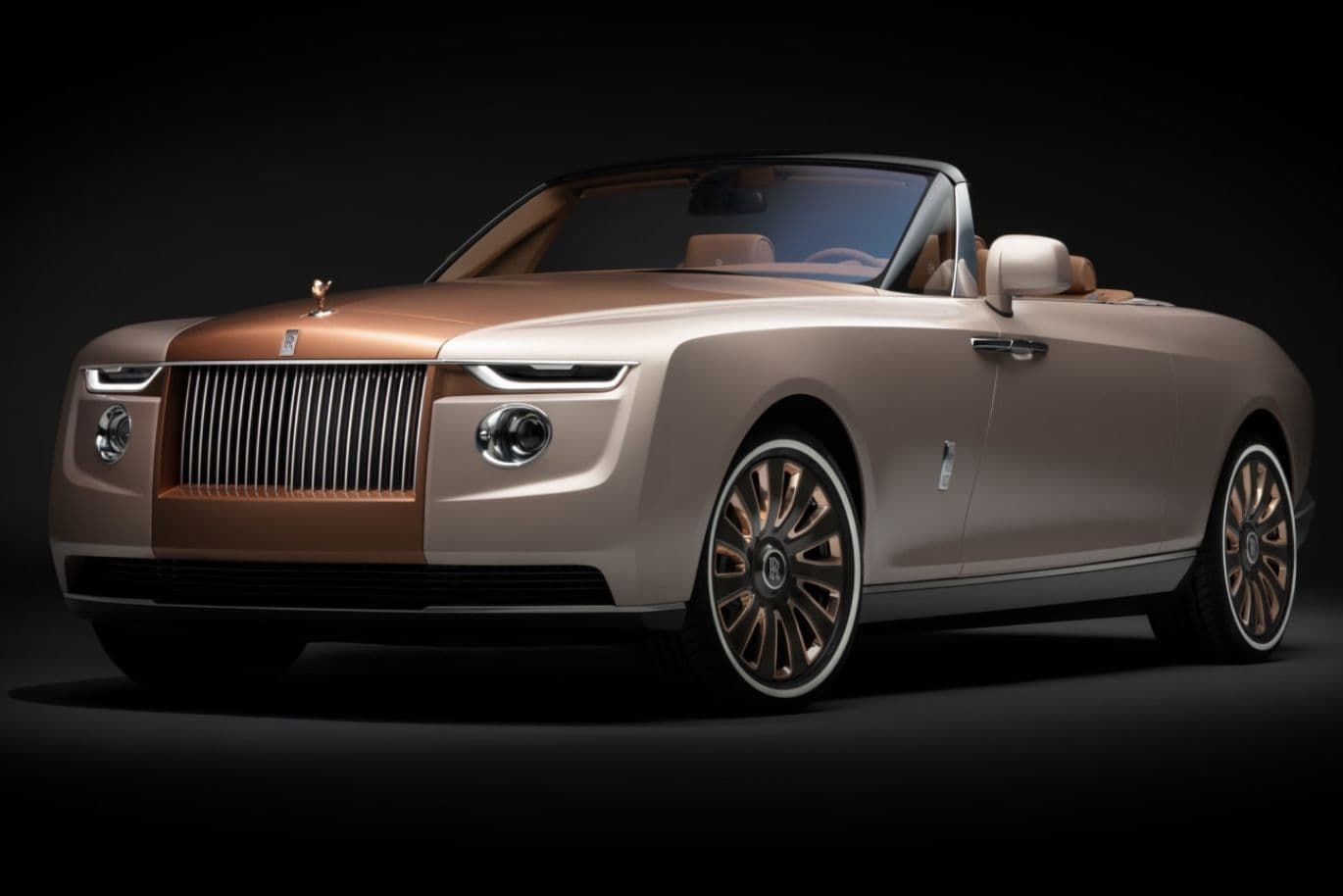 Front view of most expensive car Rolls-Royce Boat Tail