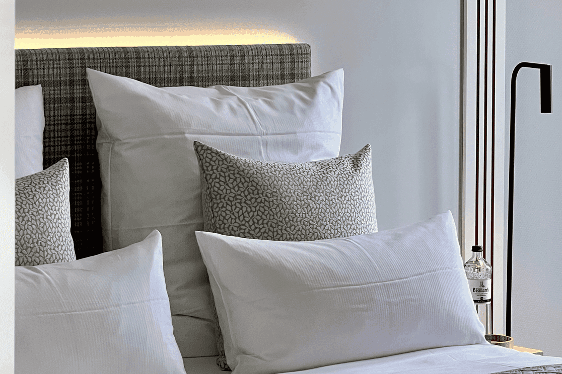 3 cushion sizes detail view stacked on bed frame