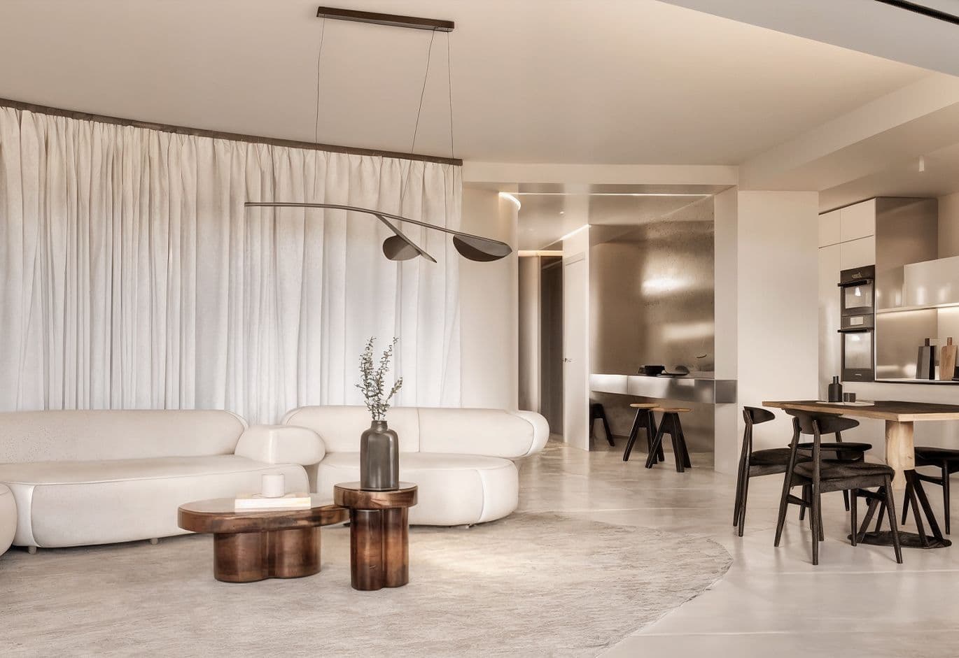 Ένα σαλόνι και μια κουζίνα