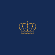 A gold dotted crown centered on a dark blue background.