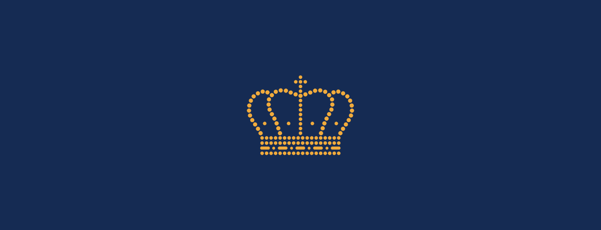 A gold dotted crown centered on a dark blue background.