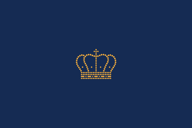 A gold dotted crown centered on a dark blue background.