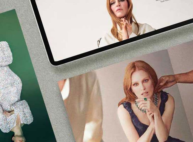 Mock-ups of the GG Magazine Cover Story with actress Julianne Moore.