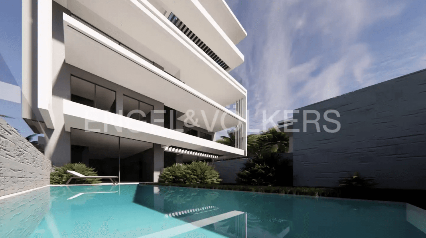 3D Rendering of a minimal luxury villa at Athens Riviera with swimming pool