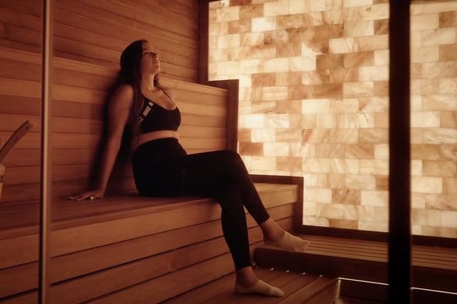 Ladies lounges in the Himalayan Salt Room at Montage By KeyMavens